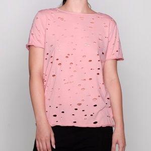 DRIFTER NWT Luma Hand Distressed Tee/Coral‎ Almond